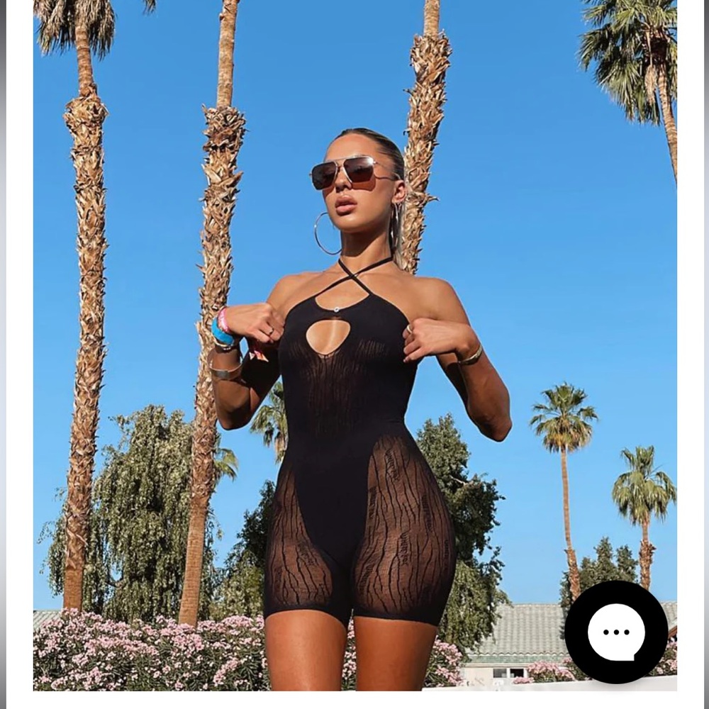 White Fox - Keep Them Guessing Romper Black